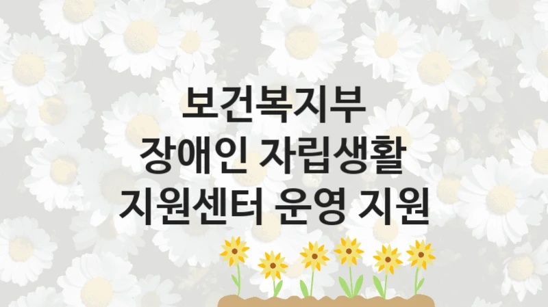 장애인 자립생활 지원센터 운영 지원 신청 가이드 – 보건복지부 복지 지원 혜택 정리