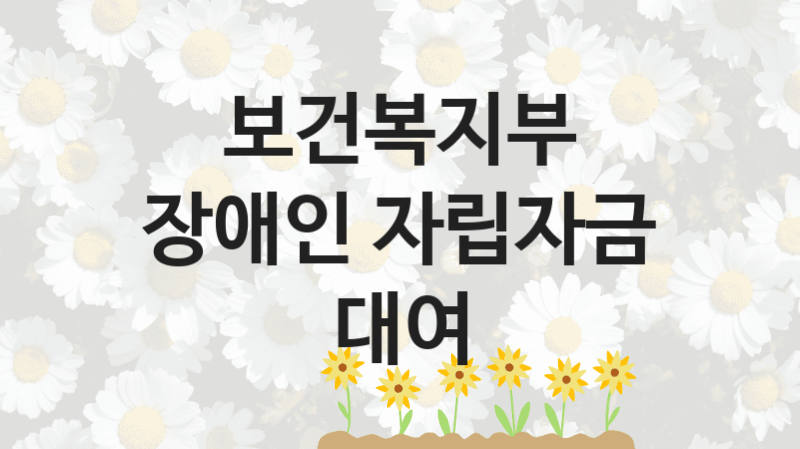 보건복지부
장애인 자립자금 대여