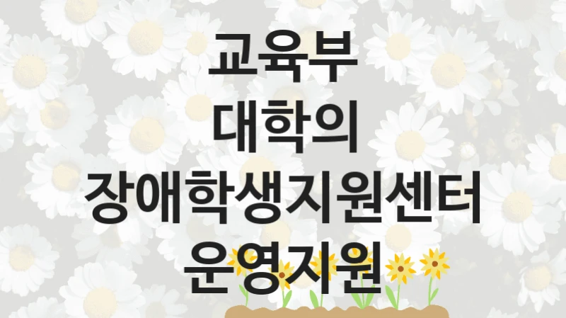 교육부 “대학의 장애학생지원센터 운영지원” 복지 지원 정책 – 지원 대상 및 신청 방법
