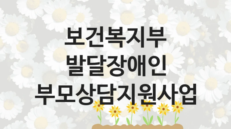 “발달장애인 부모상담지원사업” 복지 혜택 신청부터 지급까지 – 보건복지부 지원 정책