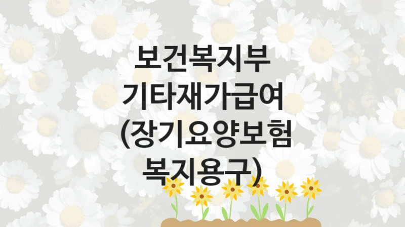 보건복지부
기타재가급여 (장기요양보험 복지용구)
