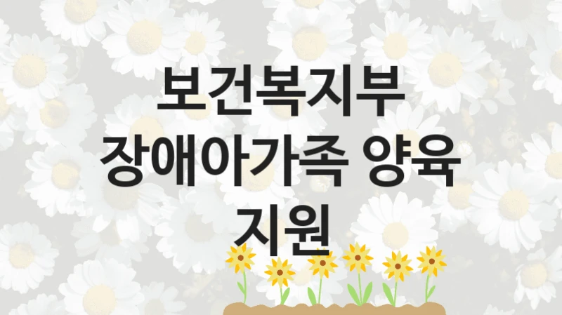 장애아가족 양육 지원 신청 가이드 – 보건복지부 복지 지원 방법 및 필수 요건 안내