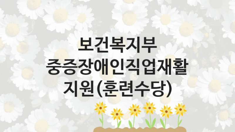 보건복지부 “중증장애인직업재활 지원(훈련수당)” 복지 지원 정책 – 자격 요건과 접수 방법