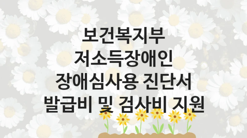 보건복지부 사회 지원 제도 “저소득장애인 장애심사용 진단서 발급비 및 검사비 지원” – 접수 일정 및 지원 내용