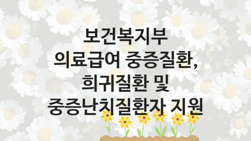 보건복지부
의료급여 중증질환, 희귀질환 및 중증난치질환자 지원