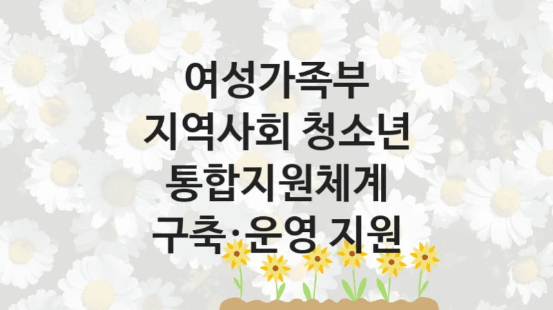 “지역사회 청소년 통합지원체계 구축·운영 지원” 복지 혜택 신청부터 지급까지 – 여성가족부 지원 정책