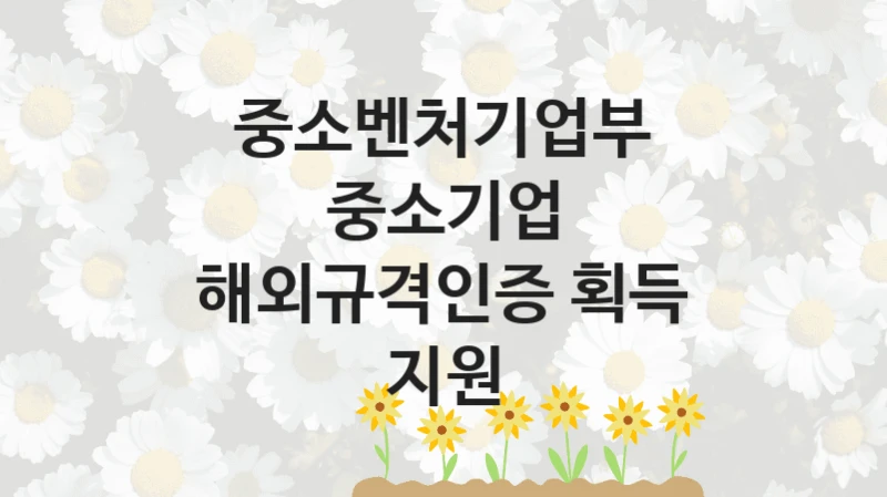 중소벤처기업부
중소기업 해외규격인증 획득 지원