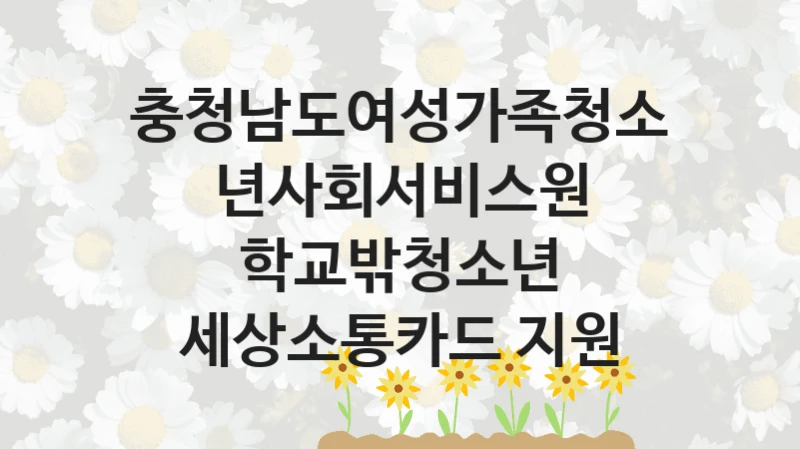 충청남도여성가족청소년사회서비스원 “학교밖청소년 세상소통카드 지원” 신청 주요 정보 – 지원 요건과 필요 서류