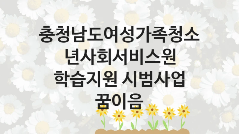 충청남도여성가족청소년사회서비스원 “학습지원 시범사업 꿈이음” 지원사업 자격 조건과 신청 일정
