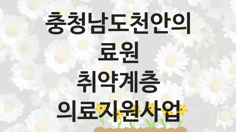 “취약계층 의료지원사업” 충청남도천안의료원 복지지원 혜택 – 신청 방법과 구비 서류