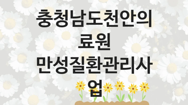국가 복지 정책 “만성질환관리사업” 신청 절차와 준비물 – 충청남도천안의료원