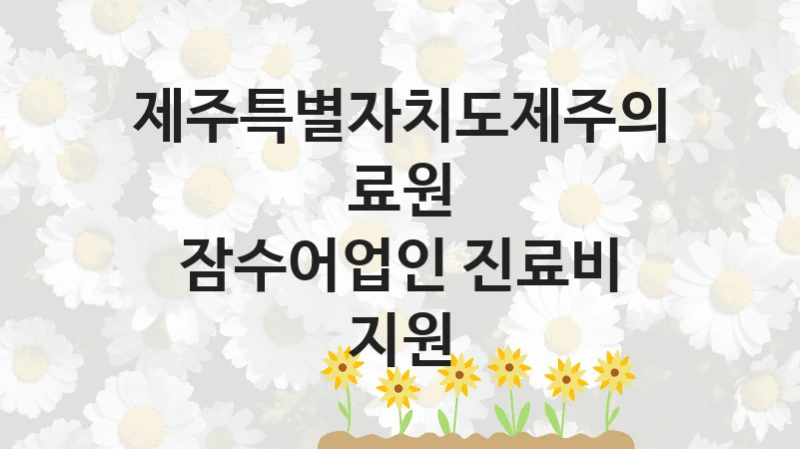 제주특별자치도제주의료원 “잠수어업인 진료비 지원” 복지 지원 정책 – 신청 절차 및 필요 서류