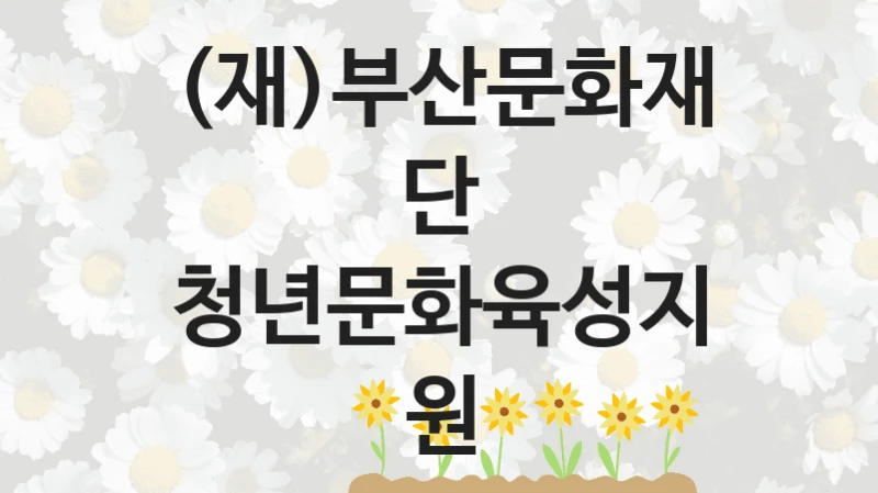 (재)부산문화재단 “청년문화육성지원” 지원사업 대상자 선정 기준 및 서류 준비