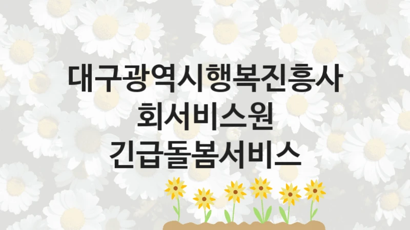 대구광역시행복진흥사회서비스원
긴급돌봄서비스