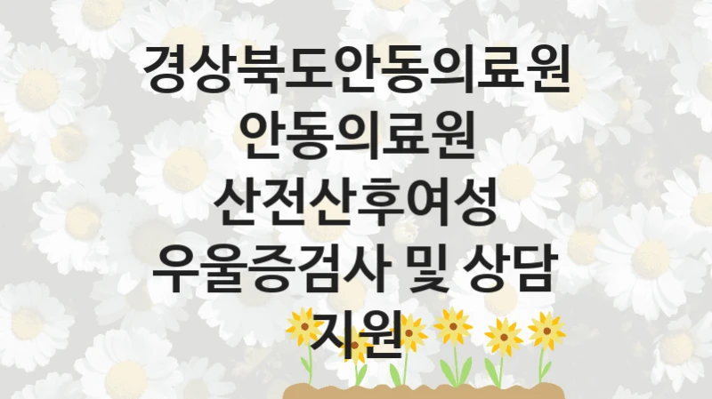 경상북도안동의료원
안동의료원 산전산후여성 우울증검사 및 상담 지원