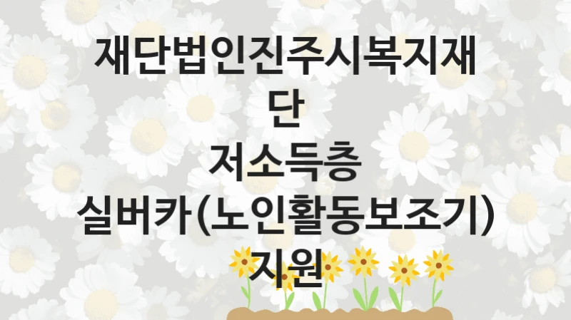 재단법인진주시복지재단
저소득층 실버카(노인활동보조기) 지원