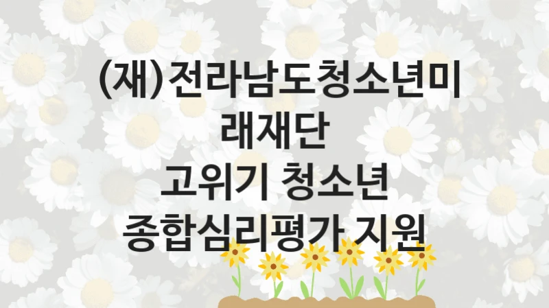 (재)전라남도청소년미래재단 “고위기 청소년 종합심리평가 지원” 신청 주요 정보 – 지원 요건과 필요 서류