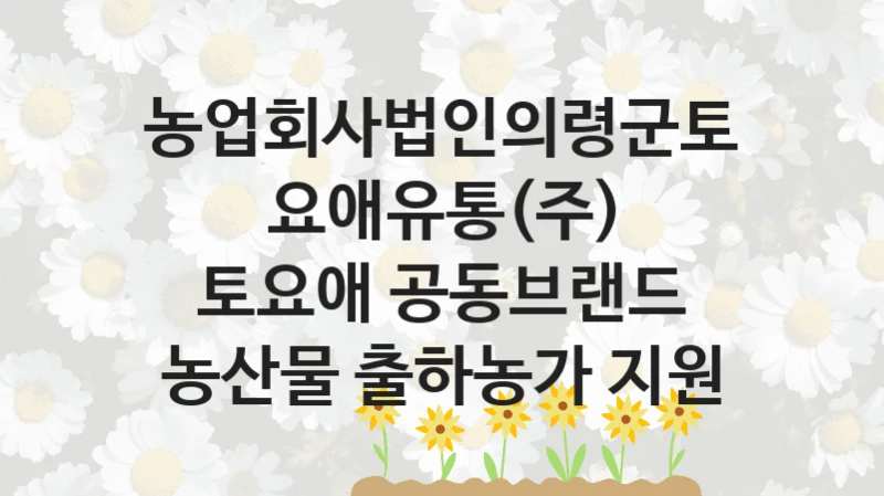농업회사법인의령군토요애유통(주)
토요애 공동브랜드 농산물 출하농가 지원
