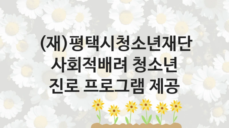 (재)평택시청소년재단
사회적배려 청소년 진로 프로그램 제공