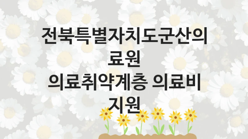 “의료취약계층 의료비 지원” 혜택 대상자 조건 – 전북특별자치도군산의료원 복지정책 요건 및 혜택 안내