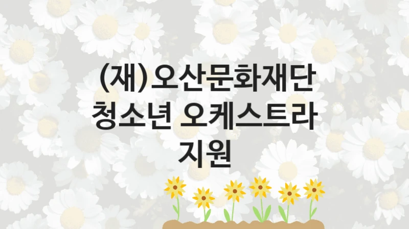 (재)오산문화재단
청소년 오케스트라 지원