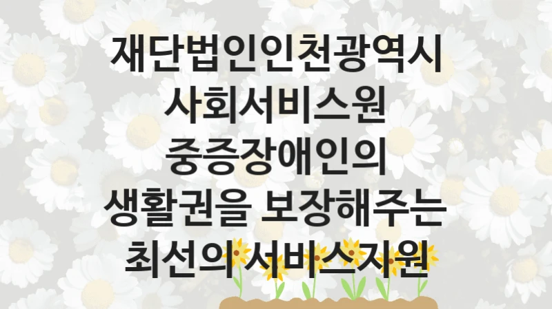 재단법인인천광역시사회서비스원
중증장애인의 생활권을 보장해주는 최선의 서비스지원