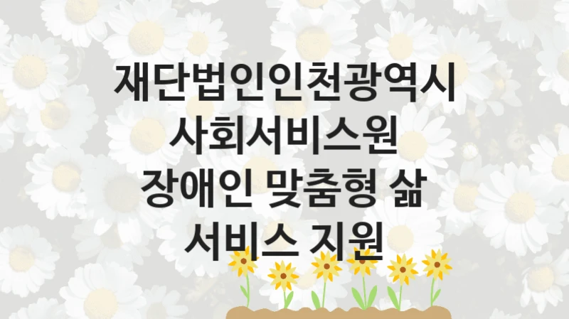 재단법인인천광역시사회서비스원
장애인 맞춤형 삶 서비스 지원
