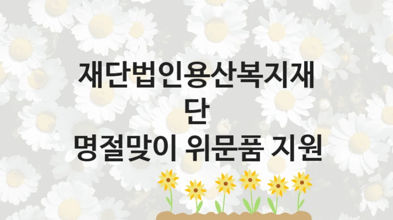 재단법인용산복지재단 사회 복지 혜택 “명절맞이 위문품 지원” – 접수 방법 및 지원 한도
