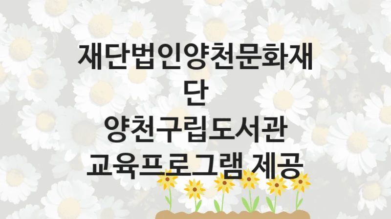 재단법인양천문화재단
양천구립도서관 교육프로그램 제공