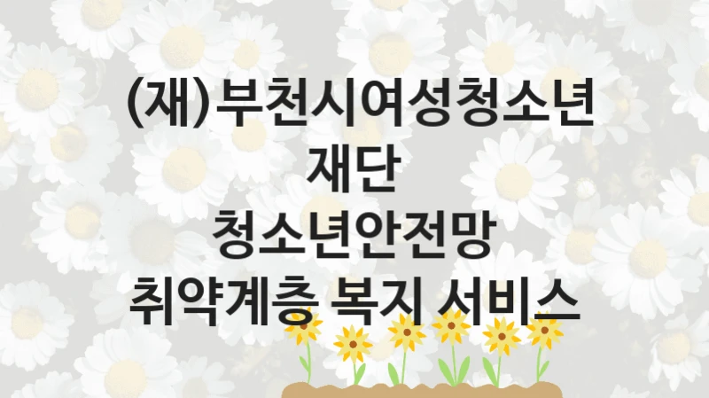 (재)부천시여성청소년재단 사회 복지 혜택 “청소년안전망 취약계층 복지 서비스” – 접수 방법 및 지원 한도