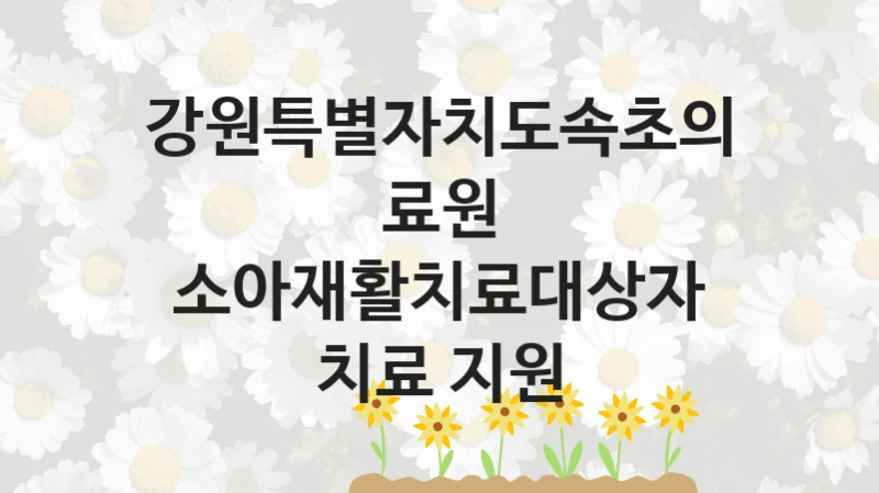 강원특별자치도속초의료원
소아재활치료대상자 치료 지원