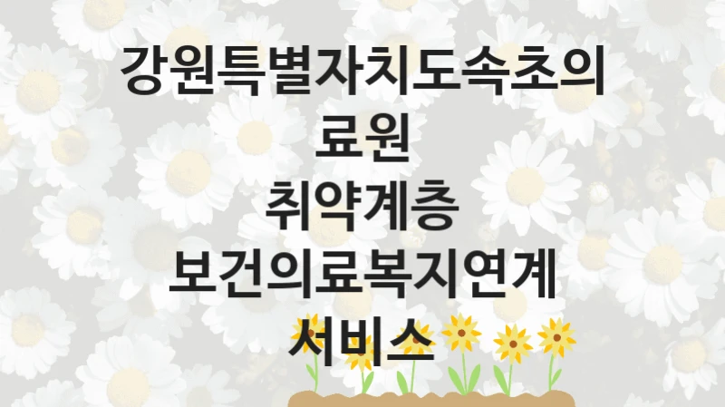 강원특별자치도속초의료원
취약계층 보건의료복지연계 서비스