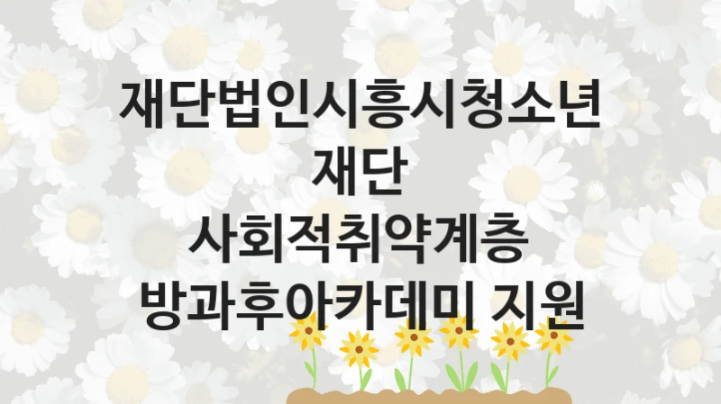 재단법인시흥시청소년재단
사회적취약계층 방과후아카데미 지원