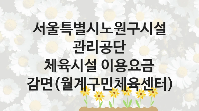 서울특별시노원구시설관리공단 “체육시설 이용요금 감면(월계구민체육센터)” 신청 필수 정보 – 지원 요건과 필요 서류