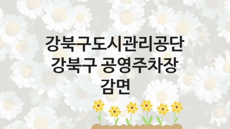 정부 복지 서비스 “강북구 공영주차장 감면” – 강북구도시관리공단 신청 대상 및 제출 서류