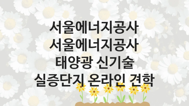 서울에너지공사
서울에너지공사 태양광 신기술 실증단지 온라인 견학