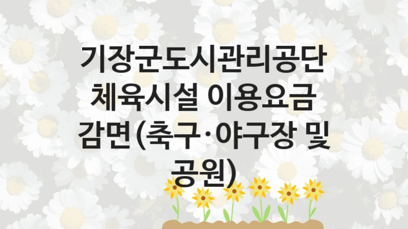 정부 복지 서비스 “체육시설 이용요금 감면(축구·야구장 및 공원)” – 기장군도시관리공단 자격 요건과 신청 방법