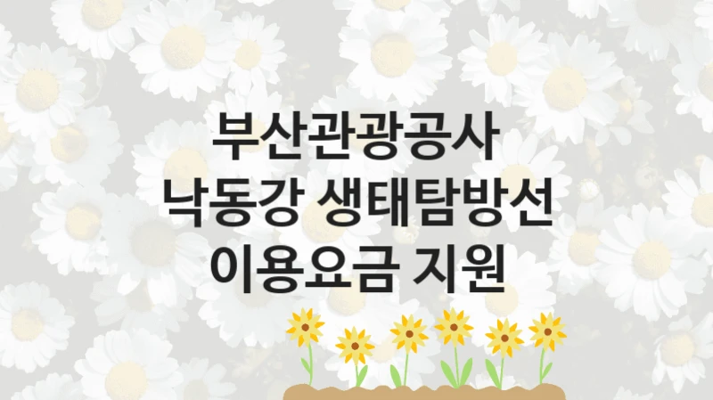 부산관광공사 사회 복지 혜택 “낙동강 생태탐방선 이용요금 지원” – 신청 기준과 서류 준비