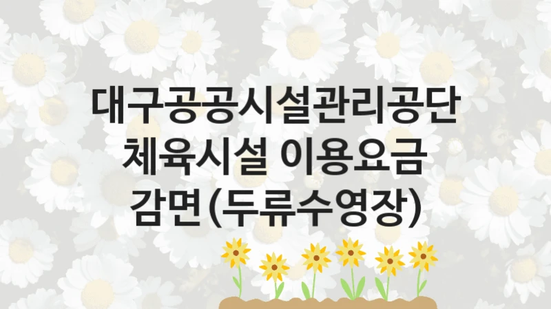 대구공공시설관리공단 공공 지원 정책 “체육시설 이용요금 감면(두류수영장)” – 접수 방법 및 지원 한도