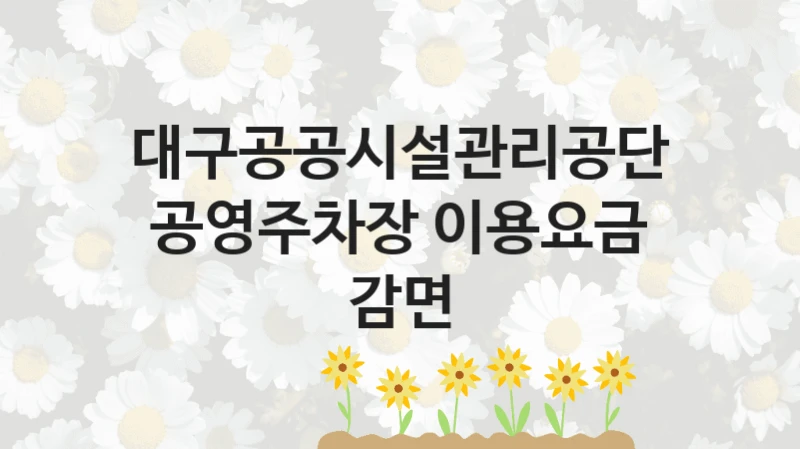 정부 복지 서비스 “공영주차장 이용요금 감면” – 대구공공시설관리공단 신청 대상 및 제출 서류
