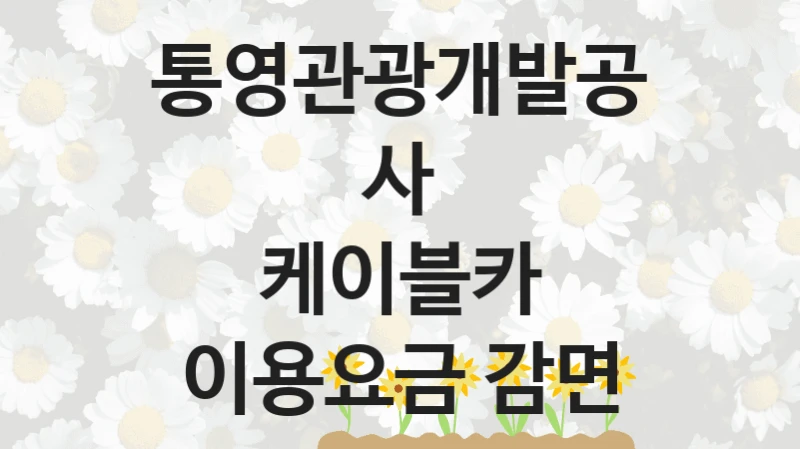 통영관광개발공사 “케이블카 이용요금 감면” 지원사업 자격 조건과 신청 일정