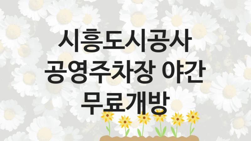 “공영주차장 야간 무료개방” 지원 한도와 신청 기준 – 시흥도시공사 복지정책 요건 및 혜택 안내