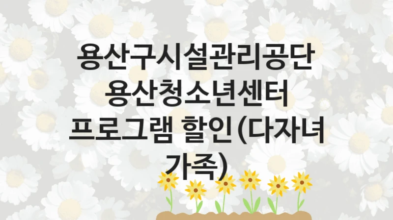 용산구시설관리공단
용산청소년센터 프로그램 할인(다자녀 가족)