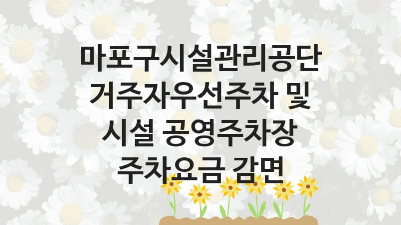 마포구시설관리공단
거주자우선주차 및 시설 공영주차장 주차요금 감면