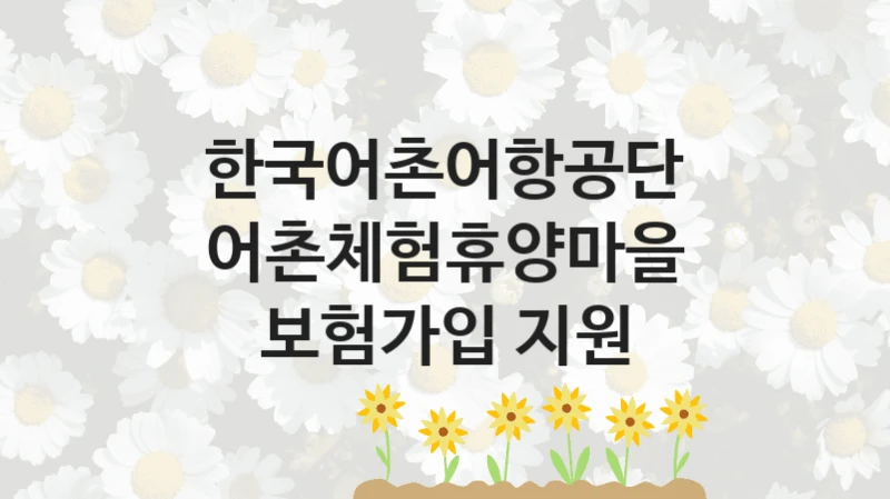 “어촌체험휴양마을 보험가입 지원” 지원 한도와 신청 기준 – 한국어촌어항공단 복지정책 요건 및 혜택 안내