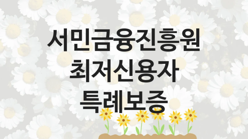 서민금융진흥원
최저신용자 특례보증