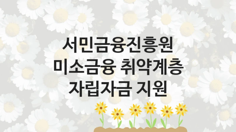 “미소금융 취약계층 자립자금 지원” 지원 한도와 신청 기준 – 서민금융진흥원 복지정책 요건 및 혜택