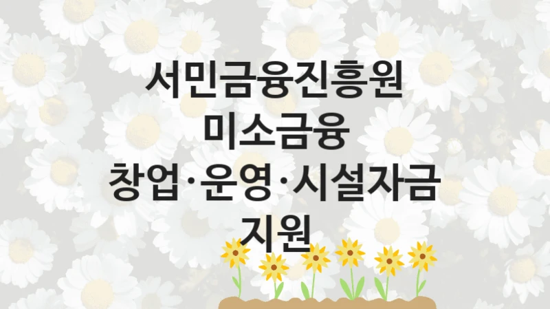 서민금융진흥원
미소금융 창업·운영·시설자금 지원