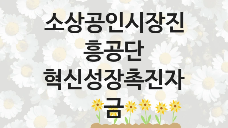 소상공인시장진흥공단 “혁신성장촉진자금” 복지 지원혜택 – 자격 조건과 구비 서류