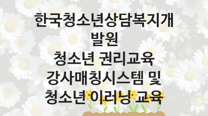 한국청소년상담복지개발원 “청소년 권리교육 강사매칭시스템 및 청소년 이러닝 교육” 지원사업 대상자 선정 기준 및 서류 준비